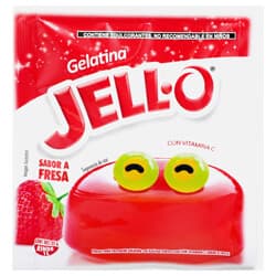 Jell-O Sabor Fresa Gelatina de Agua en Polvo 25 gr