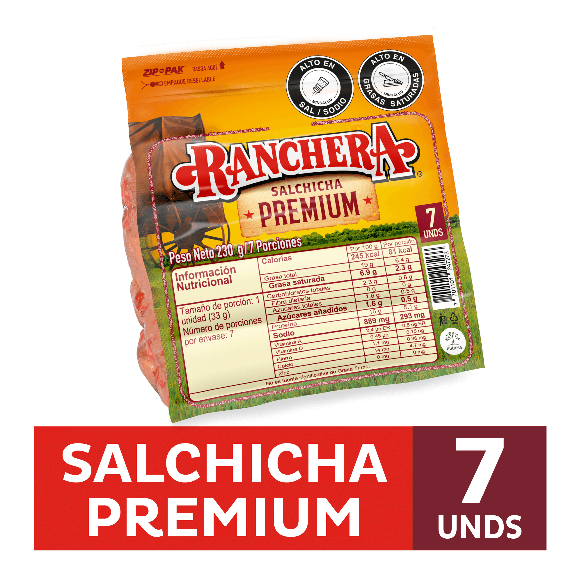 Salchicha Ranchera x7und x230g