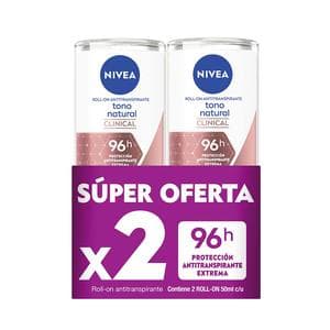 Desodorante Nívea Roll On clinical tono natural x2und x100mL c/u