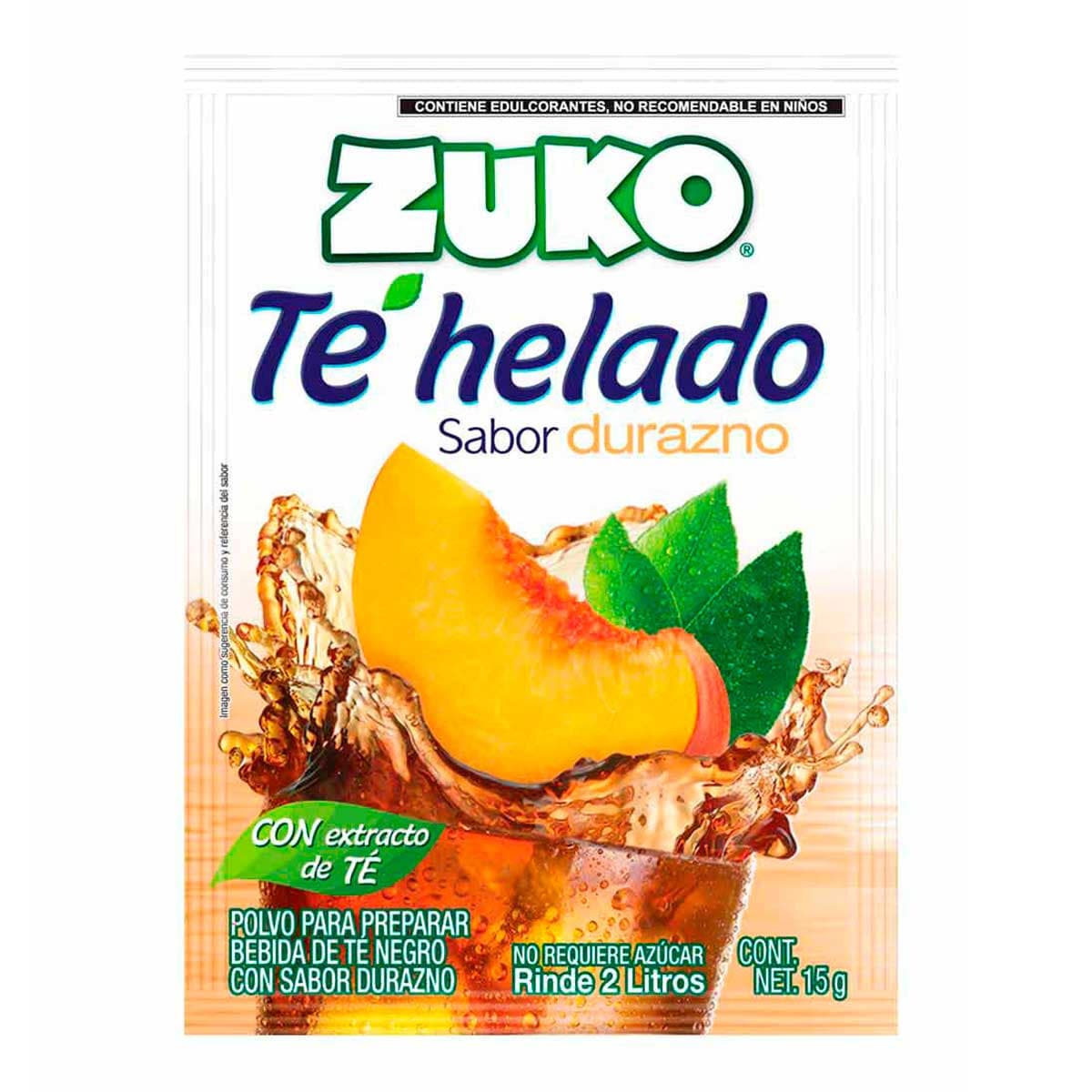 Concentrado en Polvo Zuko Sabor T Negro Durazno 15 Gramos