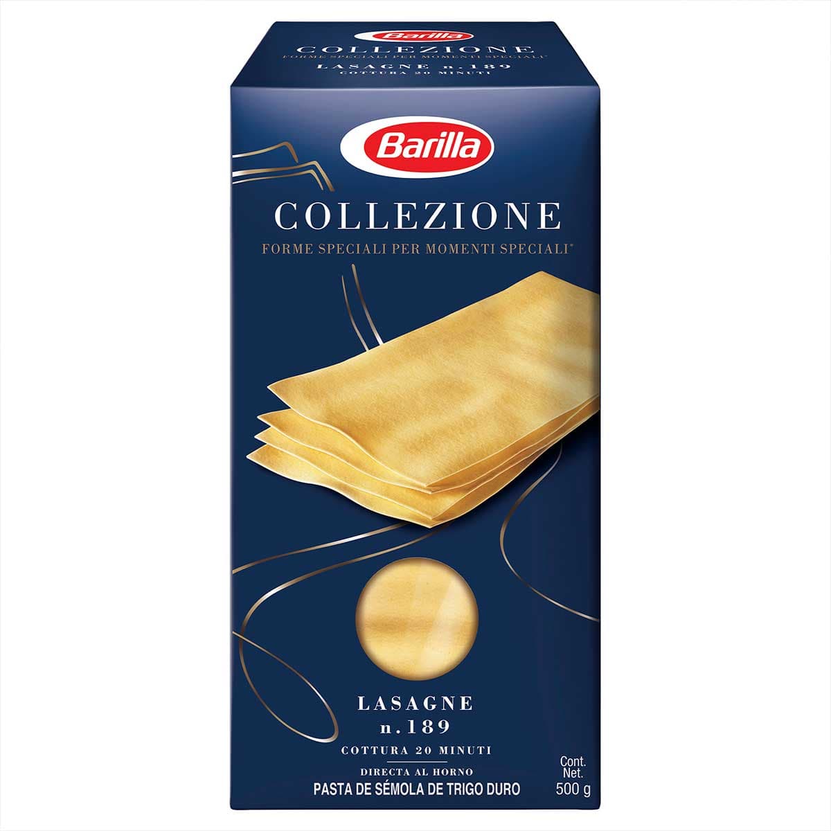 Pasta para sopa Barilla Lasagña caja 500 gramos