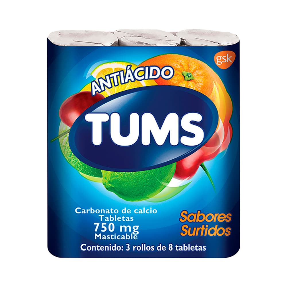 Tums Extra Fte C/3 Rollos 8 Tab