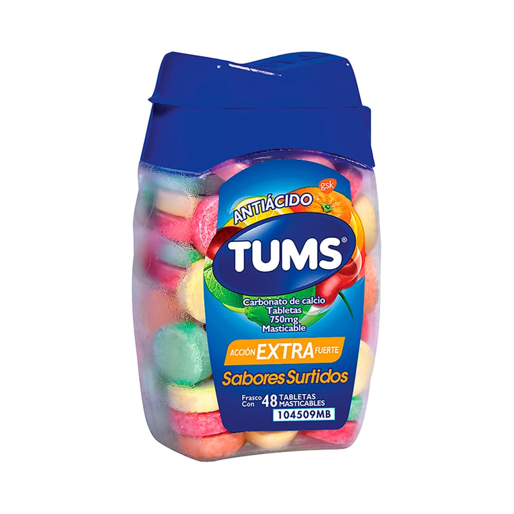 Tums Antiácido Tabletas Masticables Sabores Surtidos 48 Tabletas