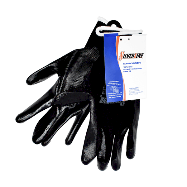 Silver Line Guantes 100% Nylon Color Negro