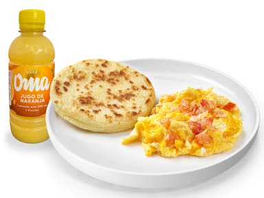 Combo Huevos + Arepa+ Jugo de Naranja