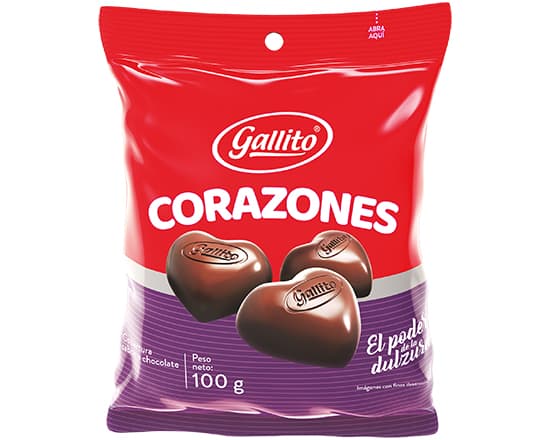 Chocolate Gallito Corazón 25 uds 100 gr