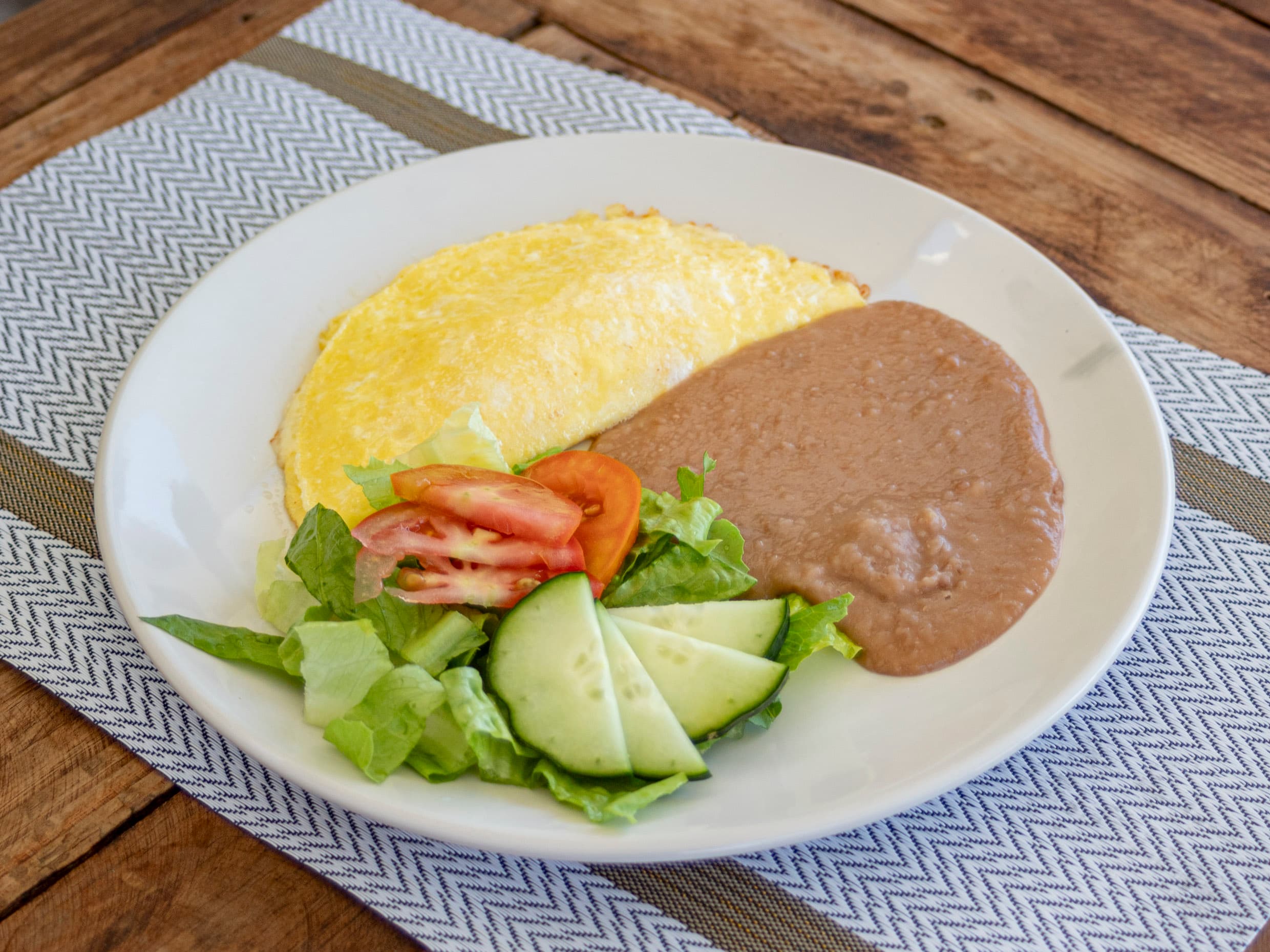Omelette espinaca y champiñones