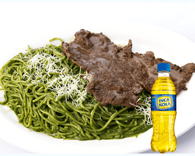 Tallarín Verde con Bistec + Bebida
