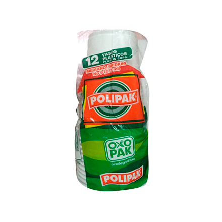 Vaso Desechable Polipak Oxodegradable Paquete No.9 12 Uds
