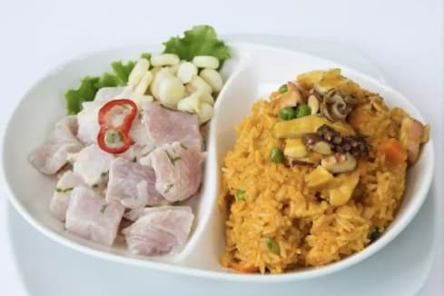 DUO CEVICHE + ARROZ CON MARISCOS + CHILCANITO