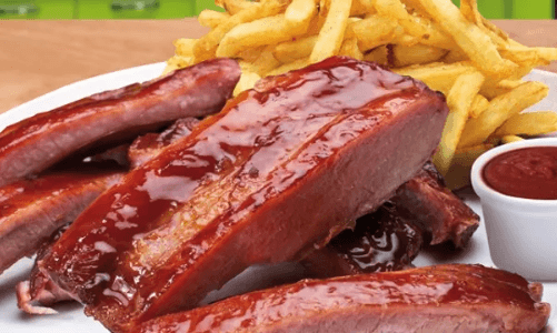 Costilla Ahumada BBQ + Papitas fritas