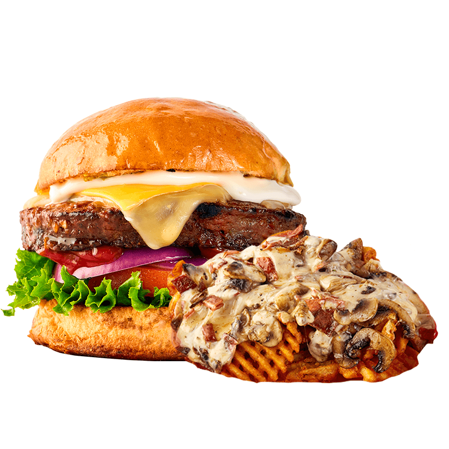 Delux Burger con papa nachos