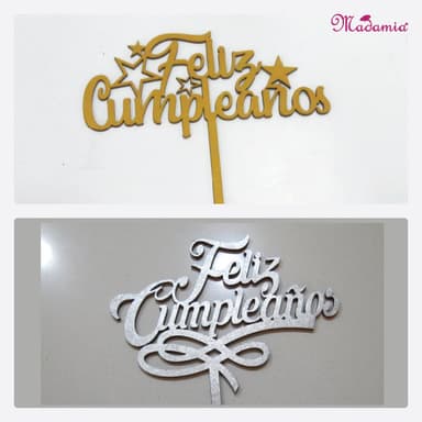 Topper MDF Feliz Cumpleaños