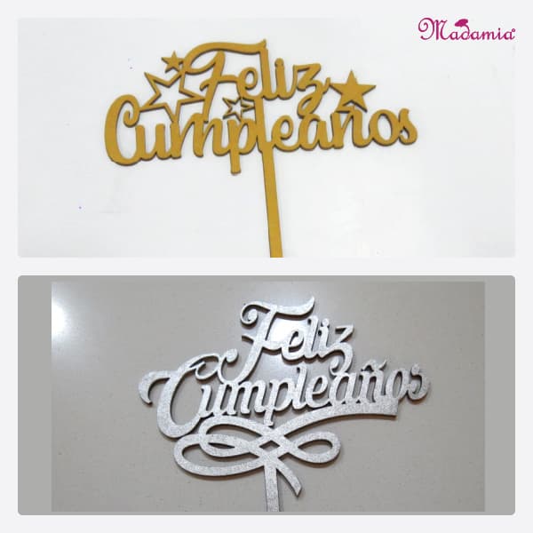 Topper MDF Feliz Cumpleaños