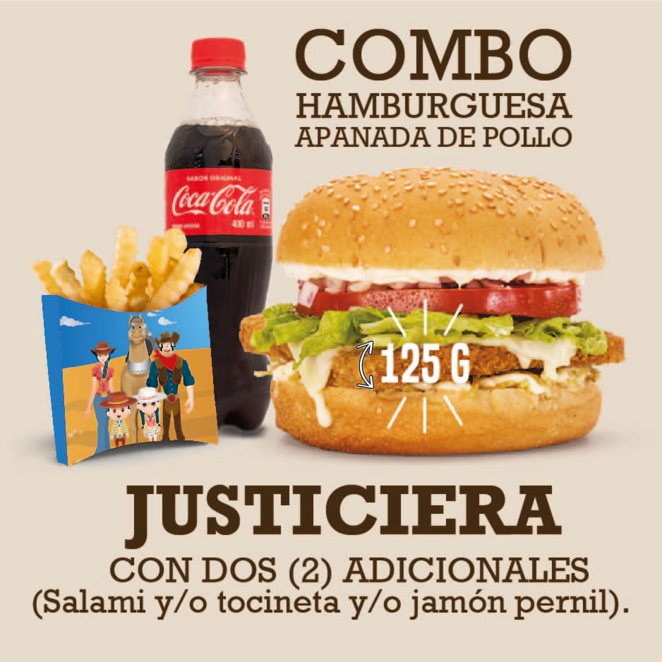 Combo Hamburguesa Apanada de Pollo Justiciera