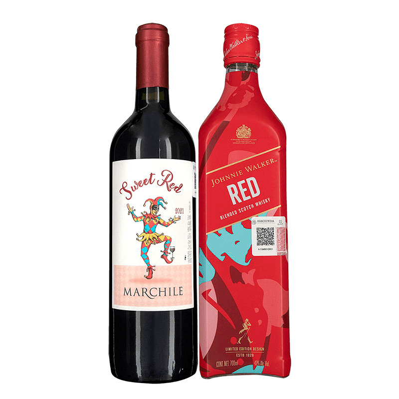 Whisky E.Roja Jwalker Icons 700ml+Vino Marchile Sweet Red 750 ml