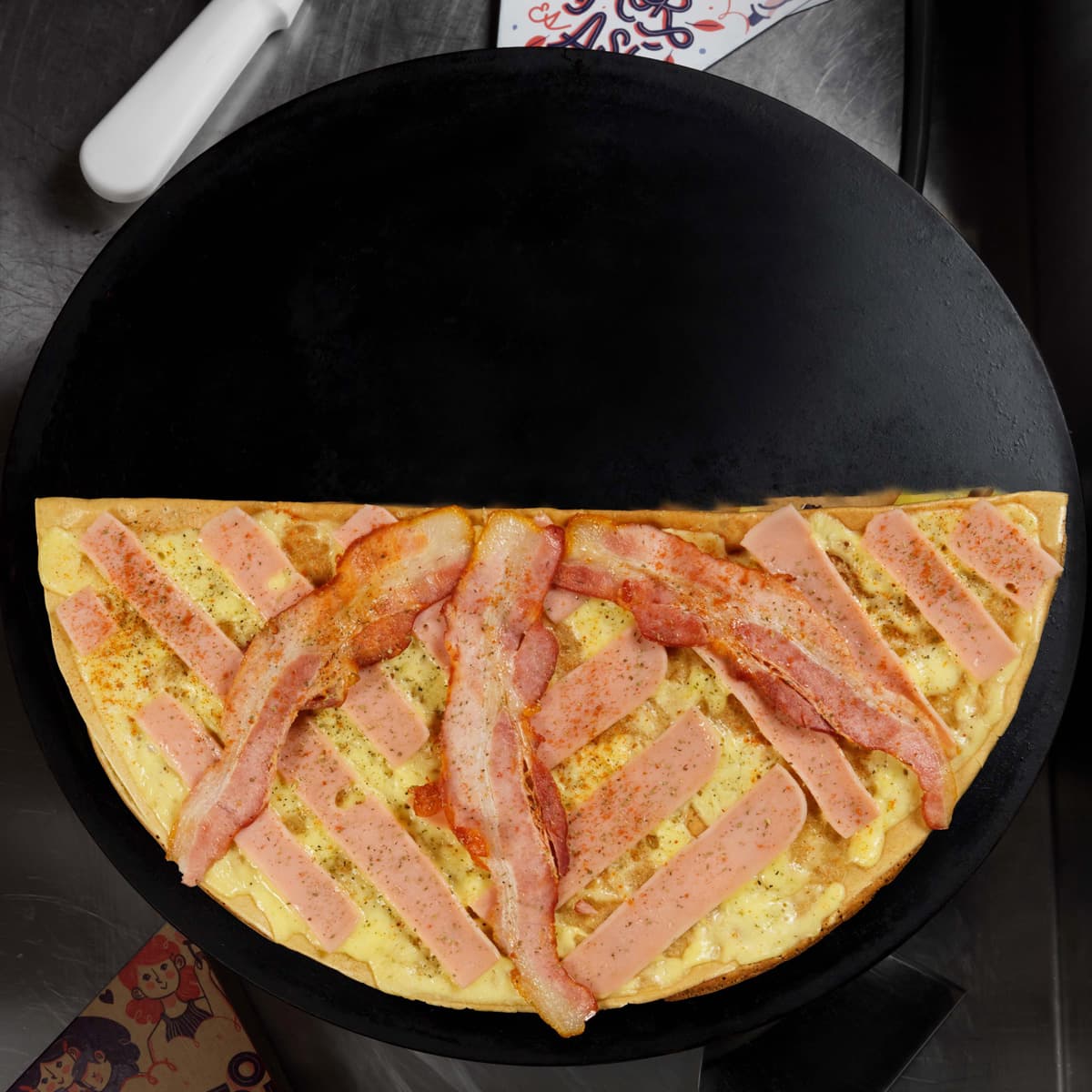 Crepe Queso, Jamón y Tocino