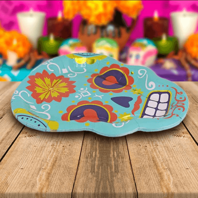 Platos Desechables con Diseño de Día de Muertos.