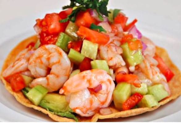 Tostada de Camarón Cocido
