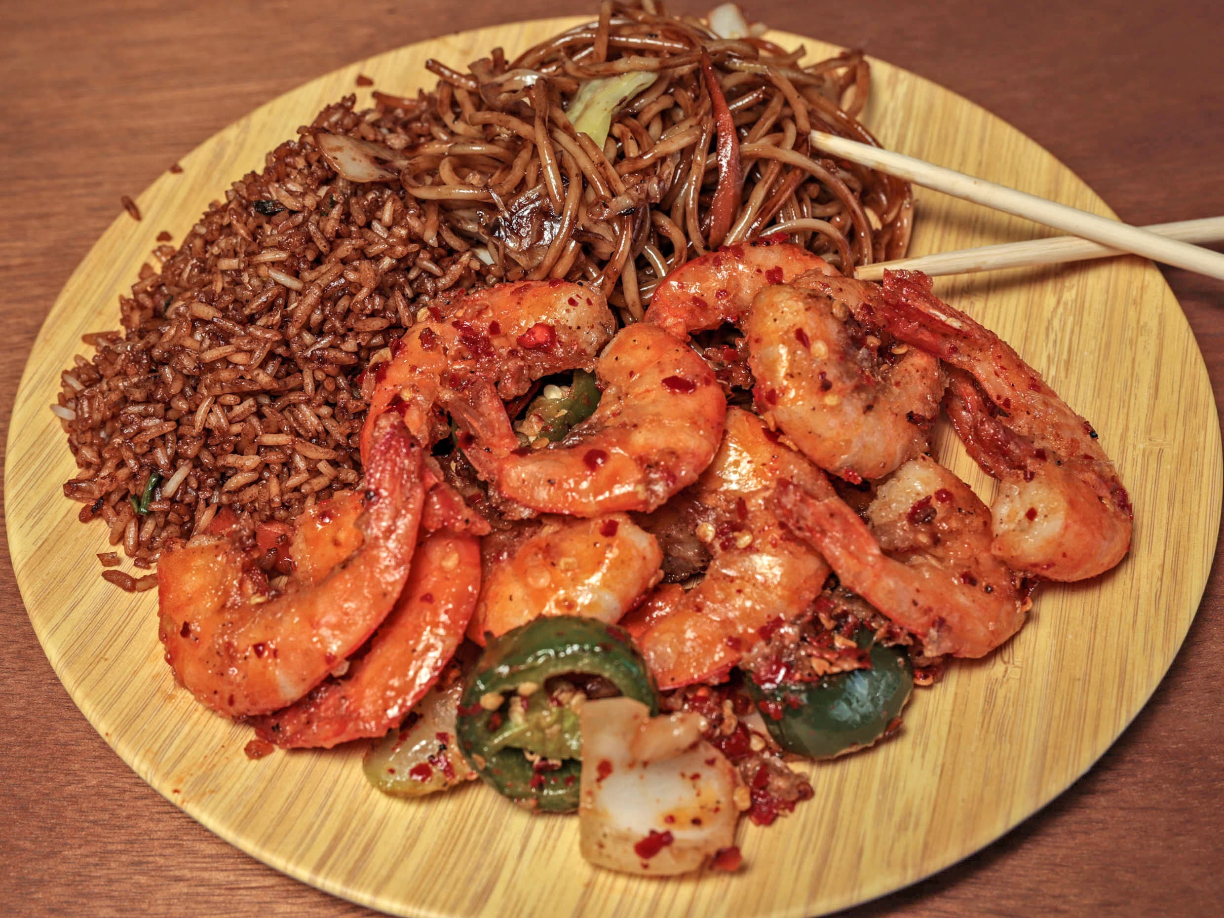 Camarón con Arroz o Espagueti