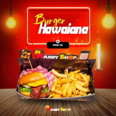 Burguer Hawaiana (Incluye Papas)