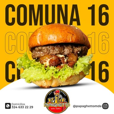 Hamburguesa Comuna 16 (Incluye Papas)