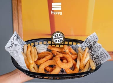 Aros de cebolla con papas