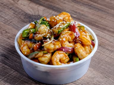 Camarones Salteados con Verduras