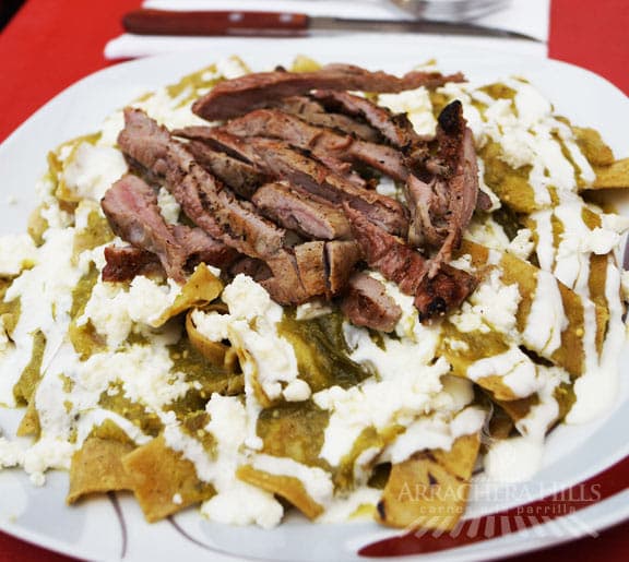 Chilaquiles con Tasajo Picado + Cafe Negro