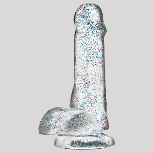 Dildo 6" Transparente con brillos - NATURALLY YOURS