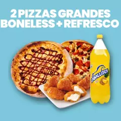 2 Pizzas Grandes, Boneless y Refresco