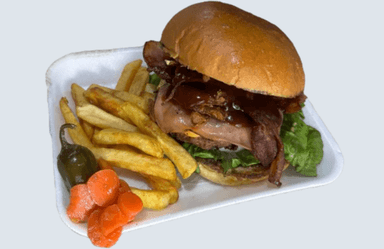 Hamburguesa a la BBQ con Papas