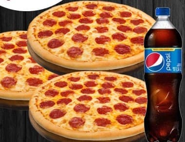 Paquete #3 (3 Pizzas Pepperoni +1 Refresco de 1.5)