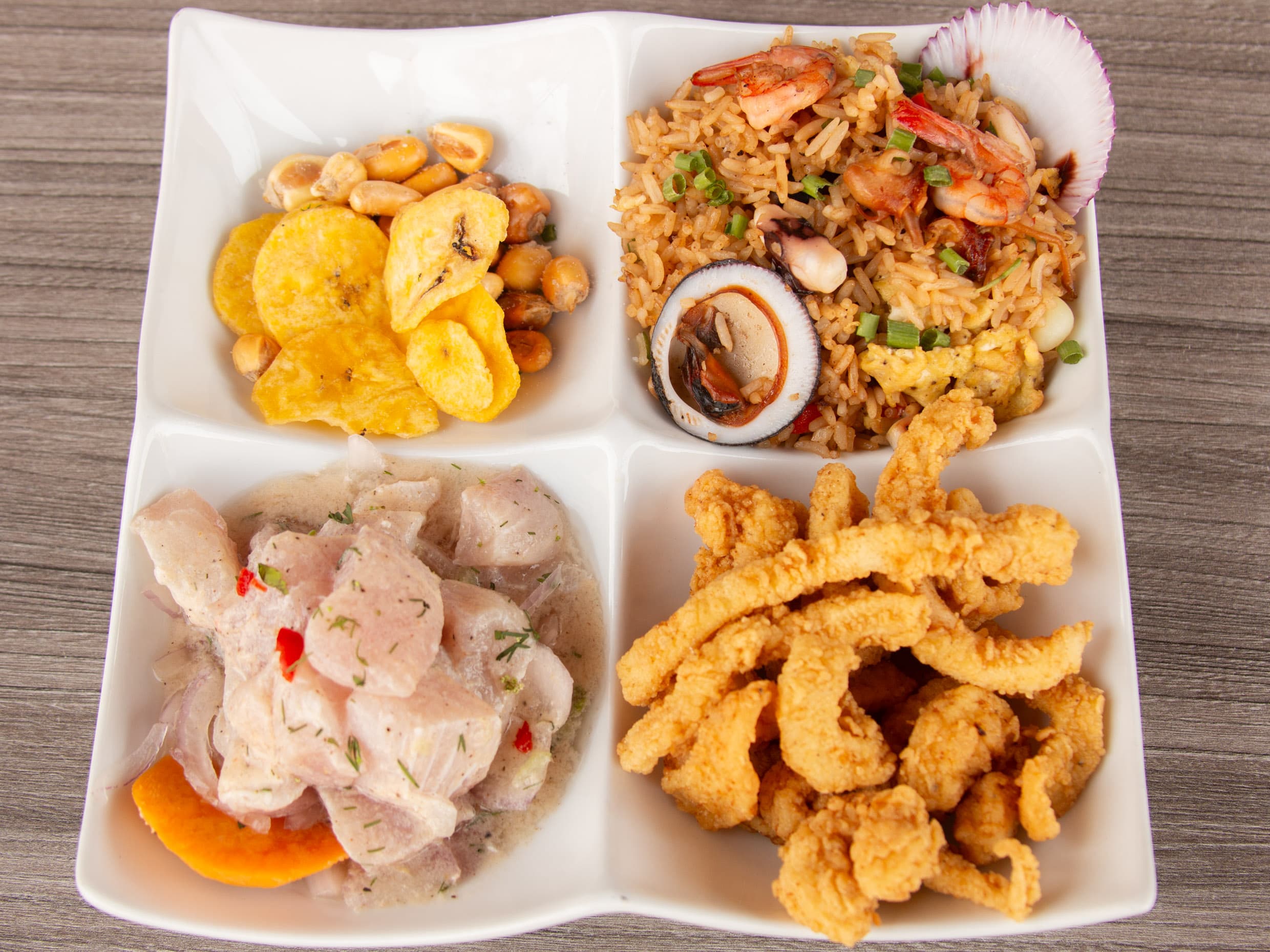 Chaufa, Ceviche y Chicharrón