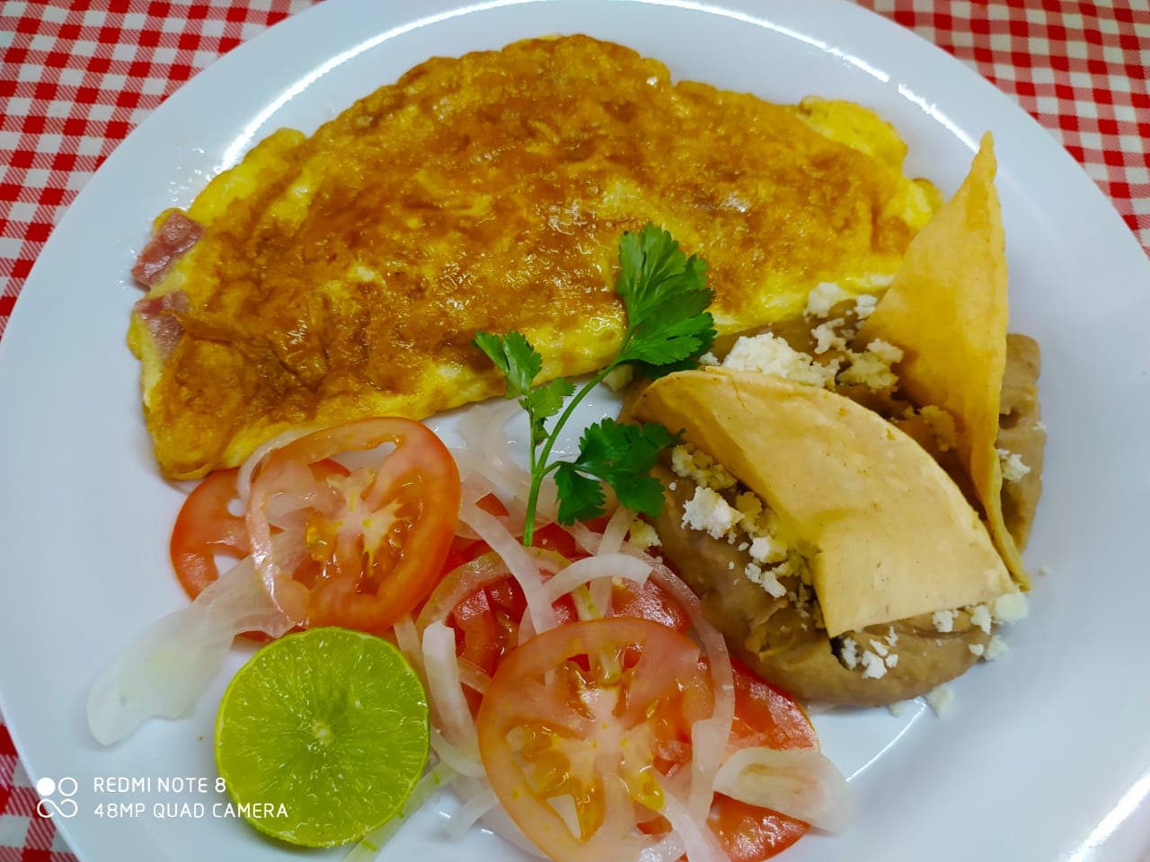 Omelette de Champiñones, Frijol y Salsa