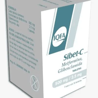 Sibet-C Metformina/Glibenclamida 500/2.5mg 30 Tabletas
