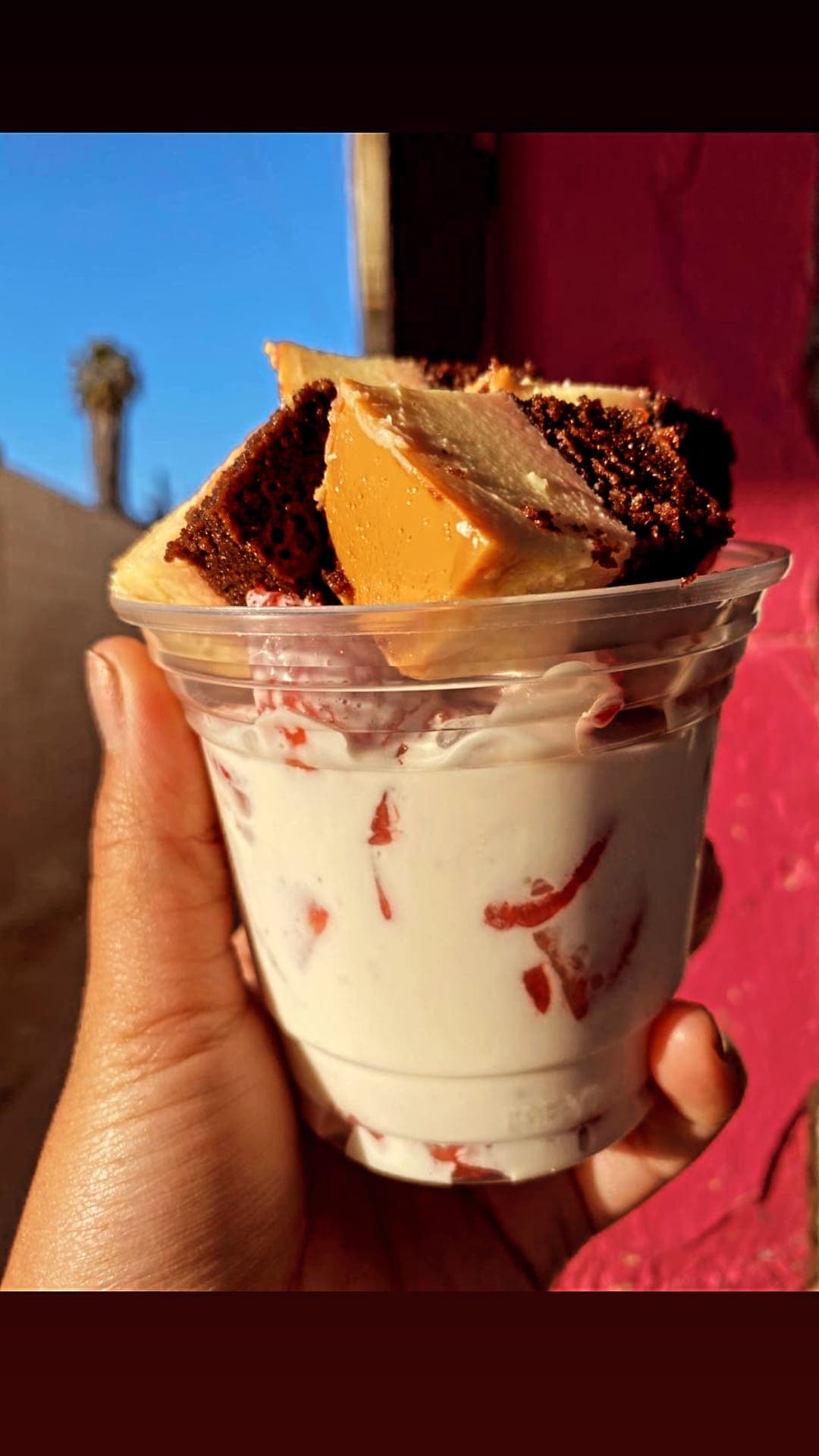 Fresas con Crema con Chocoflan