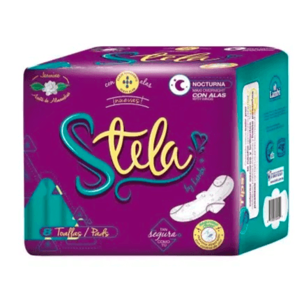 Stela, Toalla Femenina, Nocturna con alas, 8 piezas.