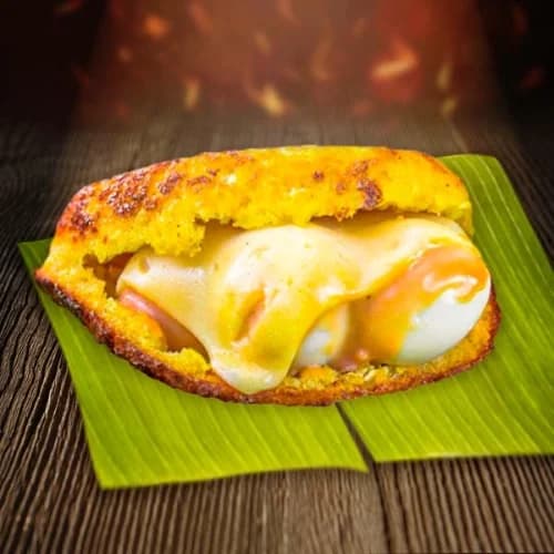 Arepa Champiñón, Huevo de Codorniz y Queso
