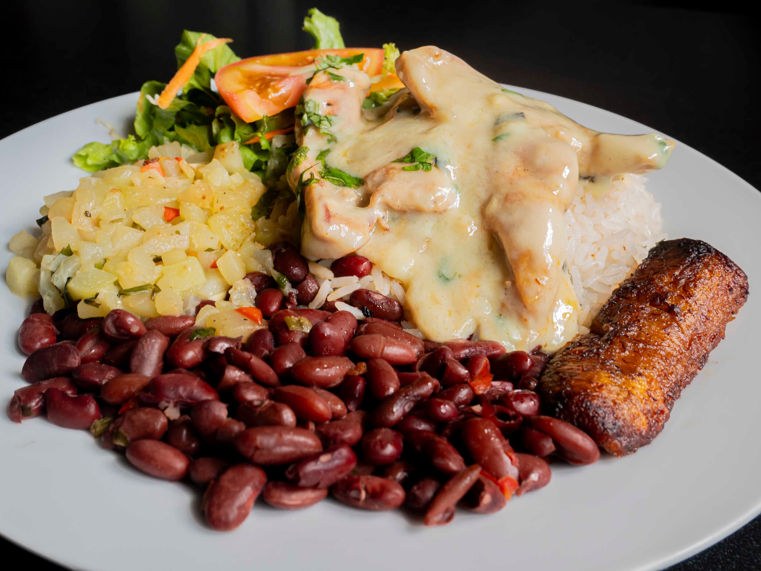 Casado con Pollo en Salsa Blanca
