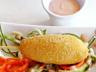 Kushiague de camarón con Filadelfia y chipotle