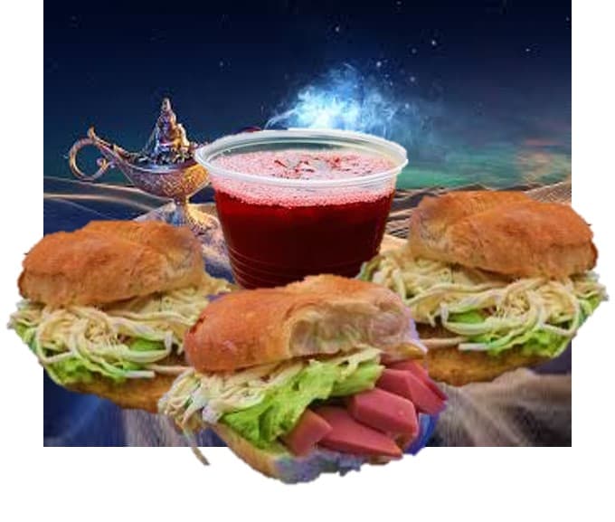 Combo Aladdin👳🏾‍♀️: 3 Tortas + Agua de Sabor