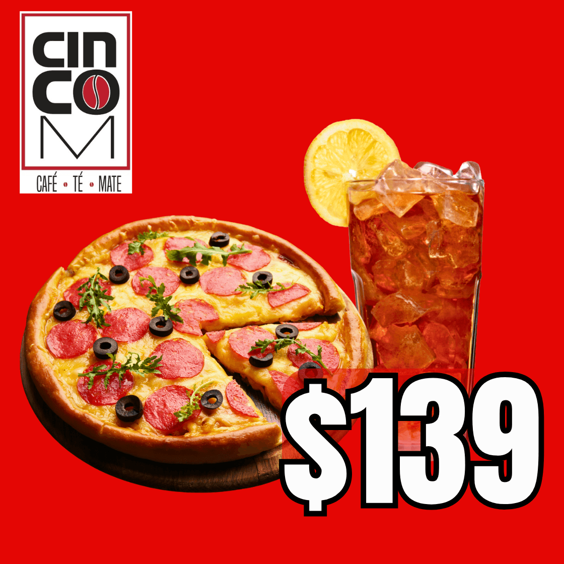 Pizza Ind + Té Helado 450ml