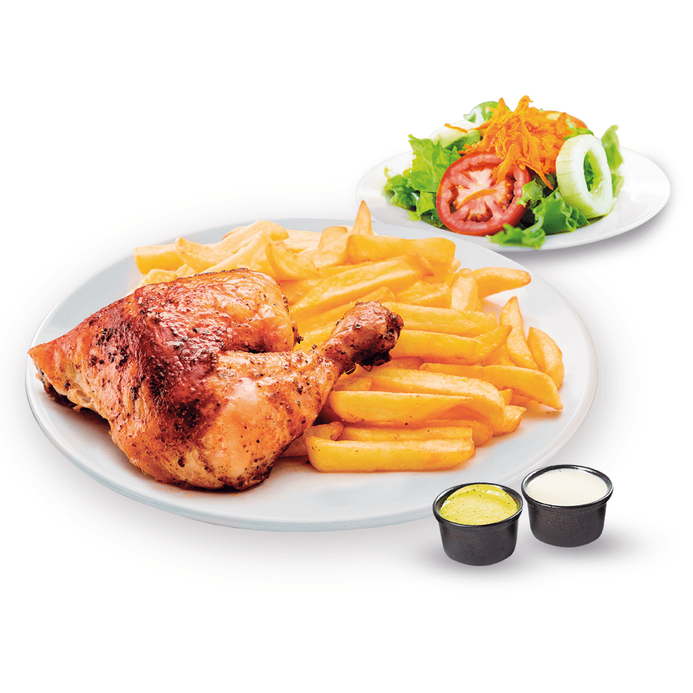 1/4 Pollo con Papas y Ensalada