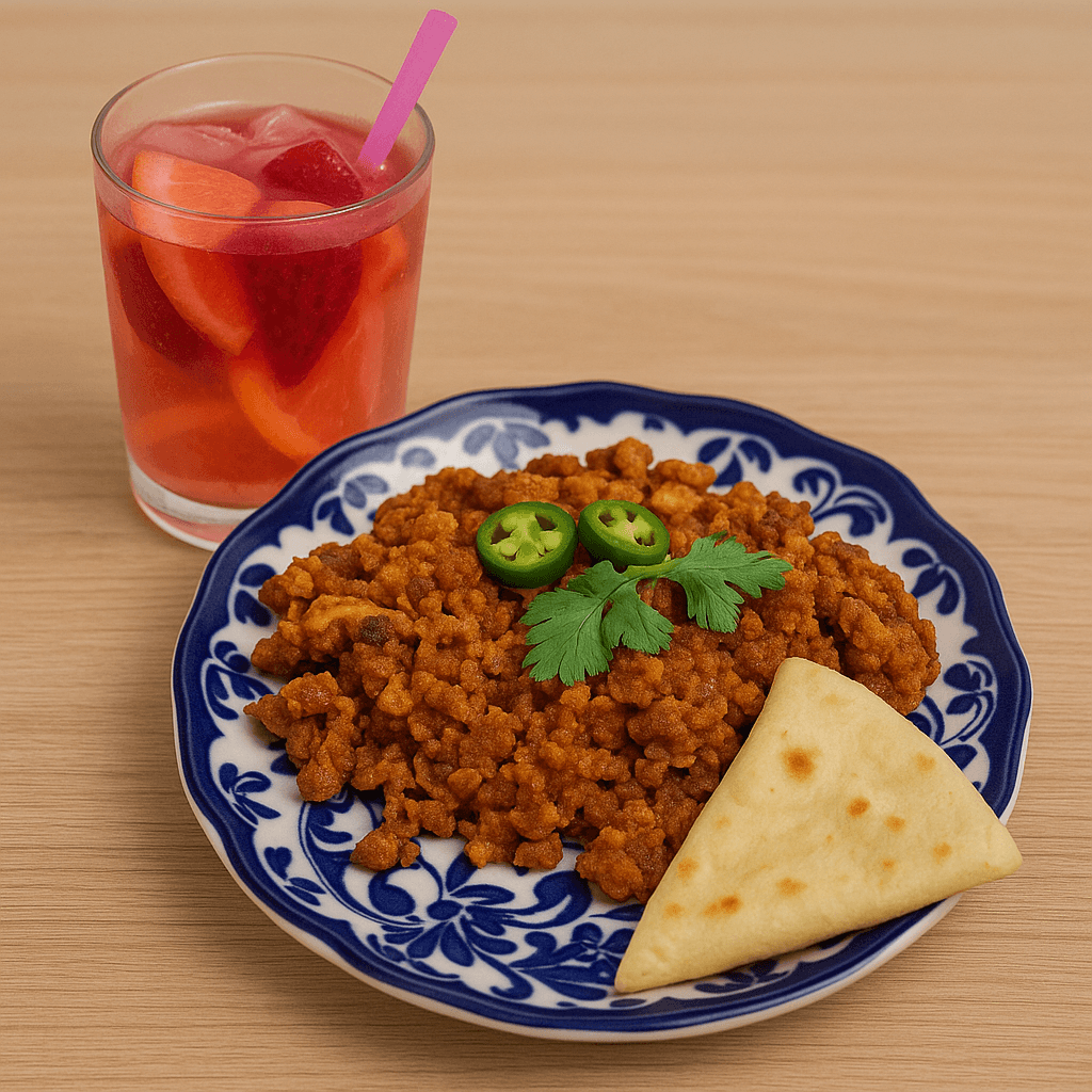Huevos con Chorizo + Agua de Limón con Fresa 370ml