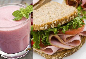 Licuado RBD + Sándwich de Jamón