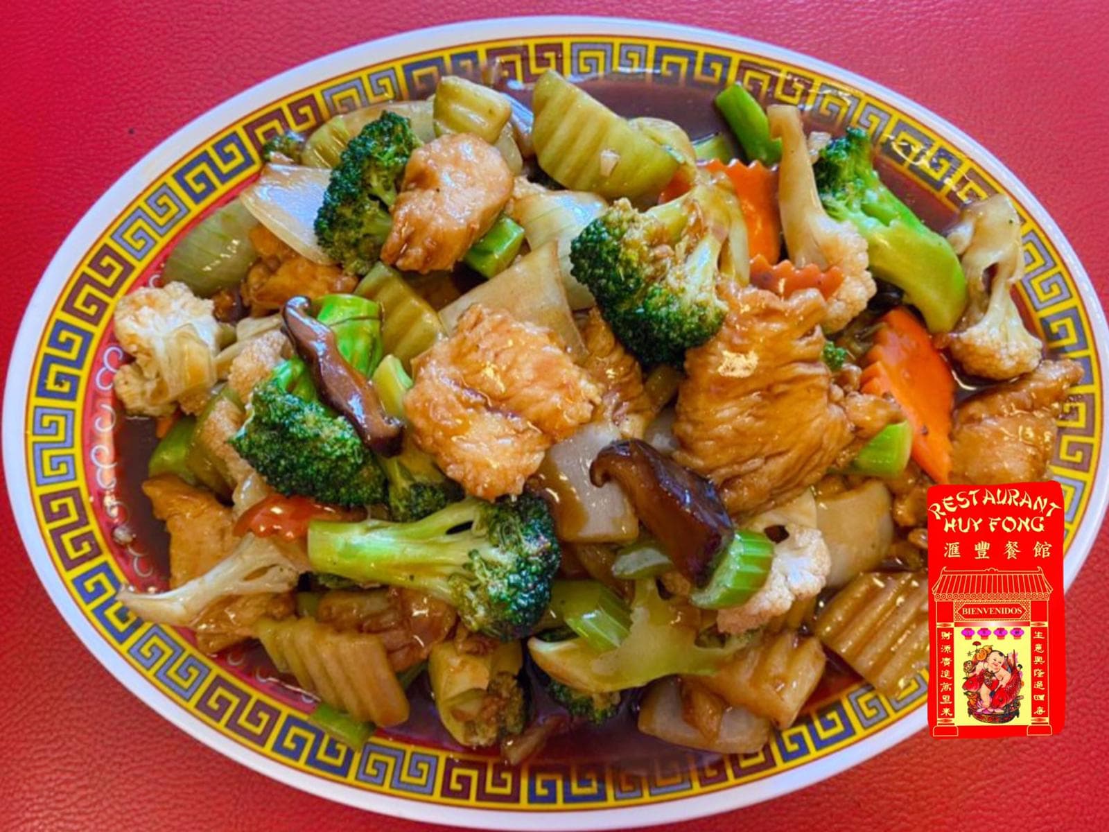 Pollo en Salsa de Ostión con Verdura
