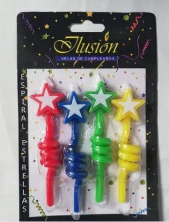 Vela Espiral Estrella 4 uds