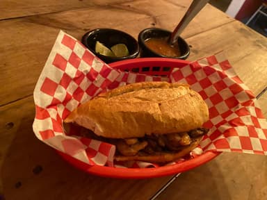 Torta de Arrachera con Camarón