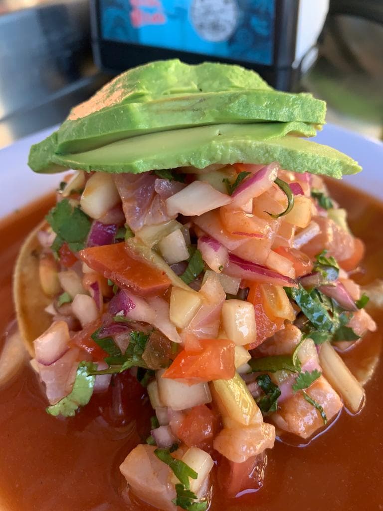 Tostadas de Ceviche de Pescado (en trozo)